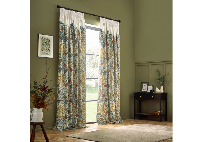 Seaweed Pencil Pleat, Stone/Sunflower - Ready Made Curtains - Image 7